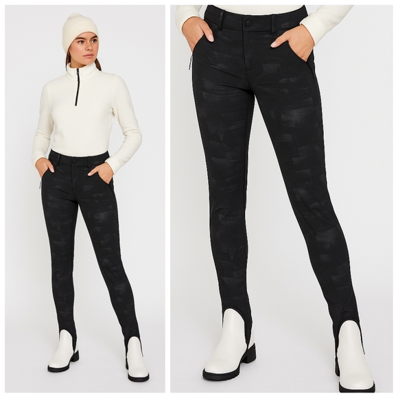 Obermeyer Women's Size 10 Stirrup Ski Pants Style 15060 Black Gray Side Zip - Picture 1 of 12